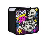 KLL 80s 90s Skull Shining Stars Graffiti Hanging Foldable Vehicle Garbage Can Hanging Accessories for Women Interior Cute Car Garbage Bin for Women Men Road Trip Essentials