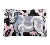 KLL A Cow in The Style of Picasso-Style Washable Pet Sleeping Mat Soft Comfortable Anti-Slip Bottom Dog Crate Mat for Medium/Large Dogs 24" x 18"