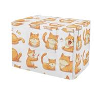 KLL A Set of Cute Orange Fat cat Crate Covers for Dog Cages Privacy Wire Cage Cover Rollers Shades 48 Inch
