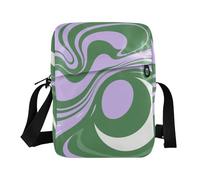 KLL Abstract Art Green Purple cute messenger bag Vegan Leather over the shoulder bags for men Casual Shoulder Hand Bag For Woman