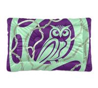 KLL Abstract Art Owl Green Purple Washable Dog Sleeping Mattress Soft Comfortable Anti-Slip Bottom Dog Crate Pad for Medium/Large Dogs 24" x 18"