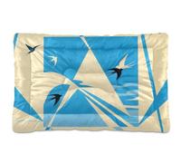 KLL Abstract Art Swallow Blue Beige Washable Pet Sleeping Mat Non-Slip Soft Comfortable Dog Crate Pad for Large Jumbo Medium Small Dogs 36" x 24"