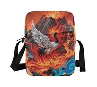KLL Abstract Fire Mountain Crane Red messenger bag for women Vegan Leather Crossbody Small Bag For Women Casual Ladies Shoulder Handbags
