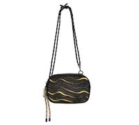 KLL Abstract Gold Wave Lines Black Black Crossbody Bag for Mens Fashion with Credit Card Slots Messenger Bag Crossbody Walk the dog