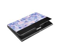 KLL Abstract Mushrooms Digital Illustration Blue Pink White Slim Pocket Business Card Holder with Leather and Stainless Steel Card case Holder for Travel Home or Office Use tarjetero para Hombre