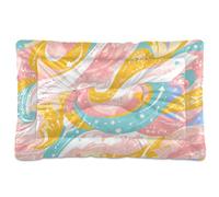 KLL Abstract Pastel Color Waves Washable Pet Mattress Soft Anti-Slip Pet Kennel Beds for Medium/Large Dogs 36" x 24"