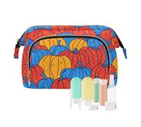 KLL Abstract Pumpkin Patterns Red and Blue Makeup Bag Lightweight Makeup Bag With Handle Women's Coin Purse Wallet for Toiletry Organizer