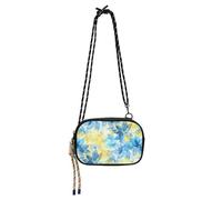 KLL Abstract Watercolor Flower Lemon Yellow Light Blue Black Crossbody Bag for Womens Fashion with Adjustable Strap Over The Shoulder Purse For Hiking Traveling