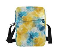 KLL Abstract Watercolor Flower Lemon Yellow Light Blue messenger bag crossbody Vegan Leather Small Crossbody Bag Women Travel Lady Shoulder Handbags