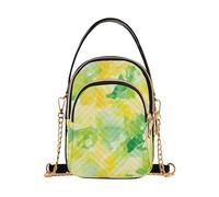 KLL Abstract Watercolor Lemon Yellow Light Green trendy crossbody shoulder bag with multi pockets handbags for women for running