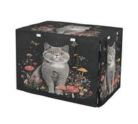 KLL Aesthetic British Shorthair Cats Black Cage Covers for Dog Crates Pet Wire Cage Cover Rollers Shades 36 Inch