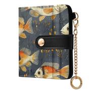 KLL Aesthetic Sheepshead Fishes Grey Ladies Classic Foldable Wallet Fancy Compact PU Leather Wallet for Men Women Travel