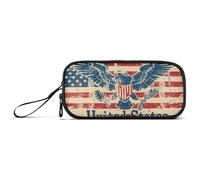 KLL American Flag Nylon Large Pencil Case Pencil Bag Big Capacity School Pencil Case Stationery for School Nurse