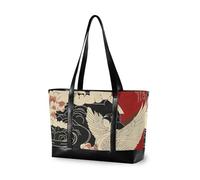 KLL Angel Japanese Pattern trendy college tote bag with zipper 14 inch bag Large Handbag for men with lunch bolsos secret para mujeres