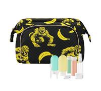 KLL Angry monsters Bananas Black Yellow Cosmetic Bag Lightweight Large Make Up Bag Women Cash Wallet for Travel Organizer