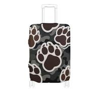 KLL Animal Footprint Bear Black Coffee Brown Elastic luggage dust cover Scratchproof covers for suitcases Baggage Protector Fit 18-32 Inch Luggage, animal footprint bear black coffee brown, XL 29-32