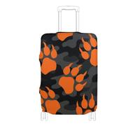 KLL Animal Footprint Bear Orange Black Elastic luggage case protective cover Washable carry on suitcase cover Baggage Protector Fit 18-32 Inch Luggage, animal footprint bear orange black, XL 29-32 in