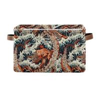 KLL animal sea monsters Storm Wave and Ship storage baskets, folding and waterproof baskets organization and storage boxes with sturdy handle organizing Decorations Decorations 2 pack for cloth