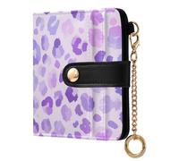 KLL Animal Spots Purple Women's Compact Folding Wallet Cute PU Leather Wallet With Card Slots for Girls Women Ladies