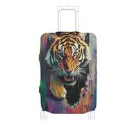 KLL Animal Tigers Breaking Through The Wall Elastic travel luggage cover protector Scratchproof carry on suitcase cover luggage protector Fit 18-32 Inch Luggage, animal Tigers breaking through the