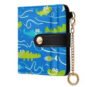 KLL Animals Crocodiles Blue Women's Folding Wallet With Card Slots Unique PU Leather Card Wallet for Women