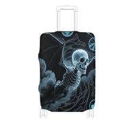 KLL Anime Style Evil Skeleton Tarot Black and Blue Elastic large luggage cover Dustproof covers for suitcases suitcase protector Fit 18-32 Inch Luggage, Anime Style Evil Skeleton Tarot Black and blue