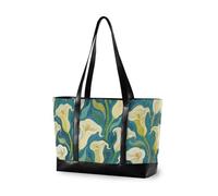 KLL Art Oil Painting Blue Calla Lily Flower professional work bag with laptop compartment with zipper canvas tote Large Handbag for men with diaper estuche para laptop 14 pulgadas