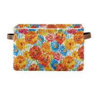 KLL artist flower Rainbows Marigold storage baskets, collapsable and waterproof storage bins with sturdy handle organizing big big 2 pack for cubby cubby baby