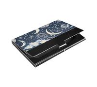 KLL Astrology Eyes Moon Ultra-Thin Outdoor Business Card Holder with Leather and Stainless Steel Credit Card Holder for Travel Home or Office Use estuche para tarjetas