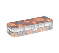 KLL Autumn Colorful Abstract Leaves Designed Clear Plastic Pencil Box