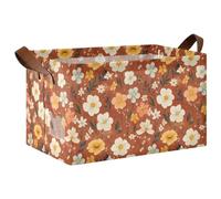 KLL Autumn Flowers Daffodil Anemone Bees Terracotta Large Storage Boxes Baskets with Handles Storage Organizer Bins and Basket for Laundry Bedroom Living Room 2 Pack cajas para guardar juguetes