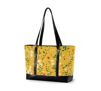 KLL Autumn Flowers Yellow essentials 14inch laptop tote bag with zipper professional tote Large Handbag for teacher with bolso para laptop
