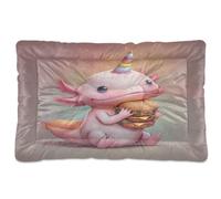 KLL Axolotl Hamburger Cute Washable Dog Cat Bed Soft Anti-Slip Cat Kennel Crate Pad for Medium/Large Dogs 36" x 24"