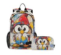 KLL Backpack For Boys With Lunch Box Cartoon Cute Gnome | Bookbags With Lunchbox For Boys,Boys School Backpack With Lunch Box age 8-10 years old
