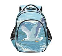 KLL Backpack For Elementary School for Girls Daycare Bag Childs Casual Shoulder Daypack Seagull Flying over The Ocean Waves