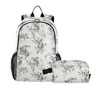 KLL Backpack With Lunch Bag Cartoon Cute Koala White