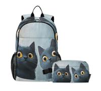 KLL Backpack With Lunch Bag Cute Chartreux Cats Inquisitive