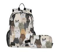KLL Backpack With Lunch Box For Boys Beauty Ragdoll Cats White