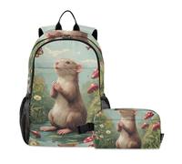 KLL Backpack With Lunchbox For Boys Cartoon Ferret Mouse A River