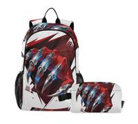 KLL Backpack With Lunchbox For Boys Sharp Red Creature Claw Halloween