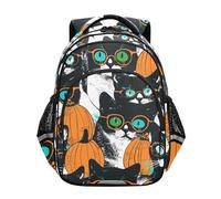 KLL Backpacks for Girls Boys Students Bag Pack for School Childs Travel Daypacks Halloween Cute Cat Glasses