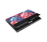 KLL Balloons with Elements of The American Flag Slim Card Holder for Business Card with Leather and Stainless Steel Card case Holder for Protects Your Cards estuche para tarjetas
