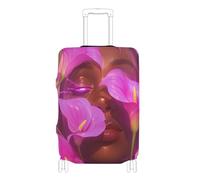 KLL Beautiful African American Woman Pink Calla Lilies Elastic luggage protector covers Scratch-Resistant Fit suitcase covers travel accessories Fit 18-32 Inch Luggage, beautiful African American