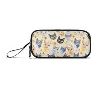 KLL Beauty Devon Rexcats Gold Nylon Pencil Bags with Zipper High Capacity Zipper Pencil Case Stationery Organizer for Elementary Man
