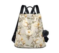 KLL Beauty Spring Flowers Louisiana Magnolia Fashion high school backpacks multipurpose backpack for women travel for Daily College Shopping with Pom-pom keychain