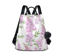 KLL Beauty Spring Flowers Pennsylvania Vetch Fashion middle school backpack lightweight backpack for women travel for Daily College Shopping with Pom-pom keychain