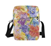 KLL Beauty Spring Flowers Tennessee Iris small messenger bag for men Vegan Leather over the shoulder bags for men Shopping Handbag For Travel