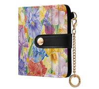 KLL Beauty Spring Flowers Tennessee Iris Women's Leather Folding Wallet Convenient PU Leather Card Wallet for Women Girls