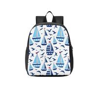 KLL big kids backpacks for school Ocean Sailboat Red White Blue | bookbag,for 6 year old,mochilas para ni?os de 5 a?os
