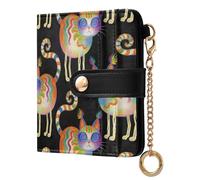 KLL Bizarre Style Colorful Cats Women's Leather Folding Wallet Fancy PU Leather Bifold Wallet for Women